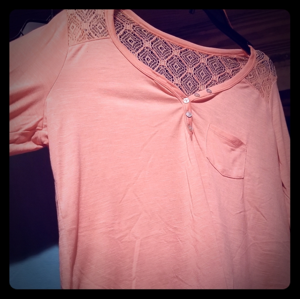 New without tags coral top with lace